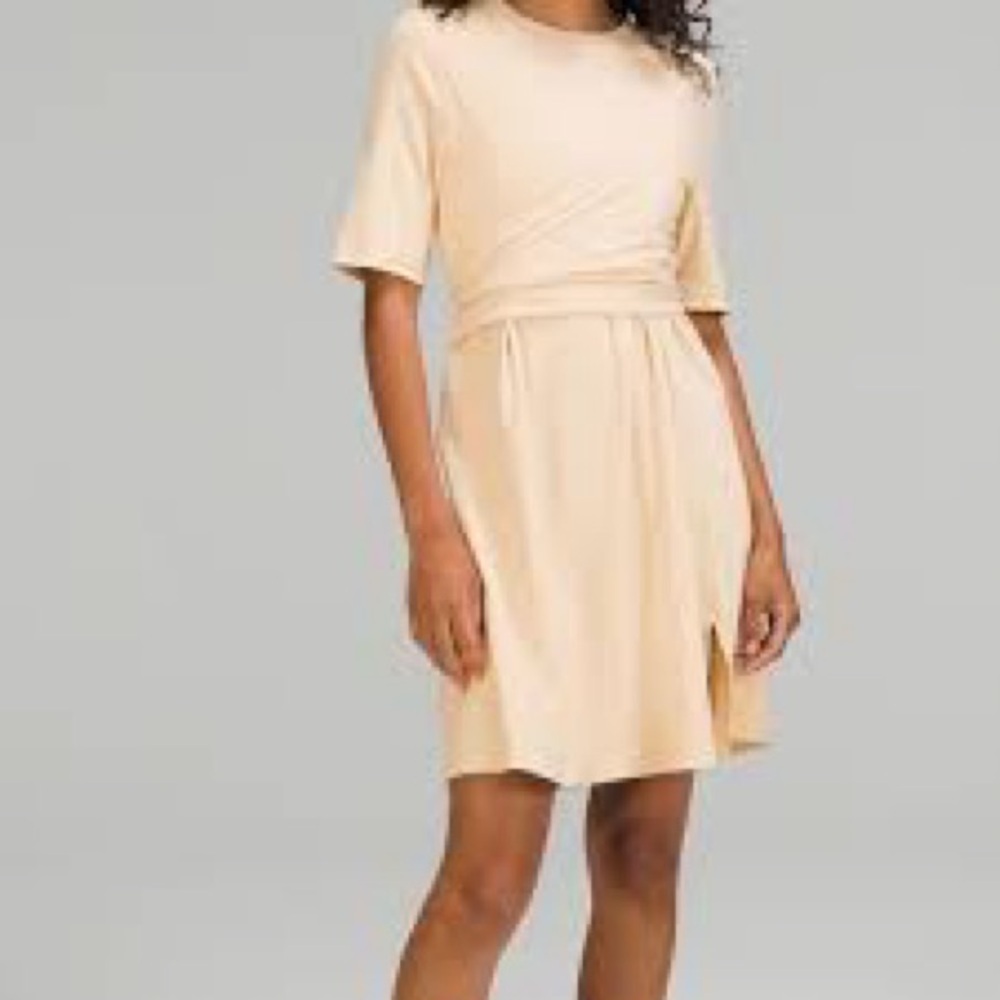 Lululemon Cotton Wrap-Front T-Shirt Dress Prosecco Pima Cotton